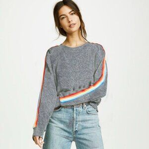 Rainbow Stripe Sleeve Pullover Sweater Size: Small